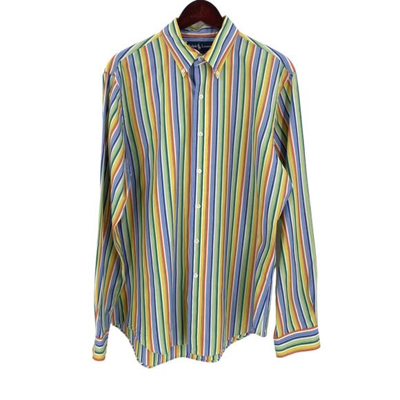 Ralph Lauren colorful striped button down shirt size 16 1/2 large - Picture 1 of 10